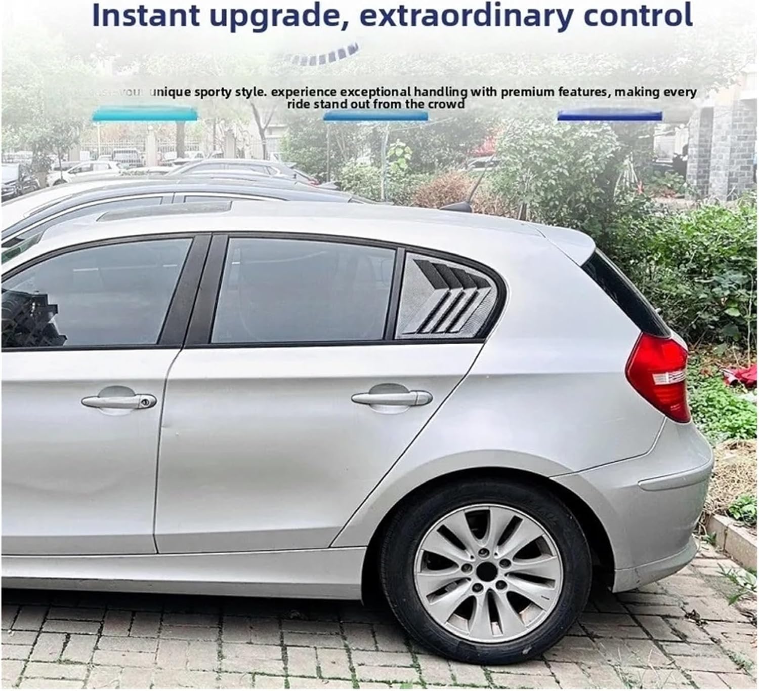 Compatible with BMW 1 Series E87 2005-2011 Triangle Window Tint Film Blinds Style Car Sticker Auto Decoration(Carbon Fiber Grain)