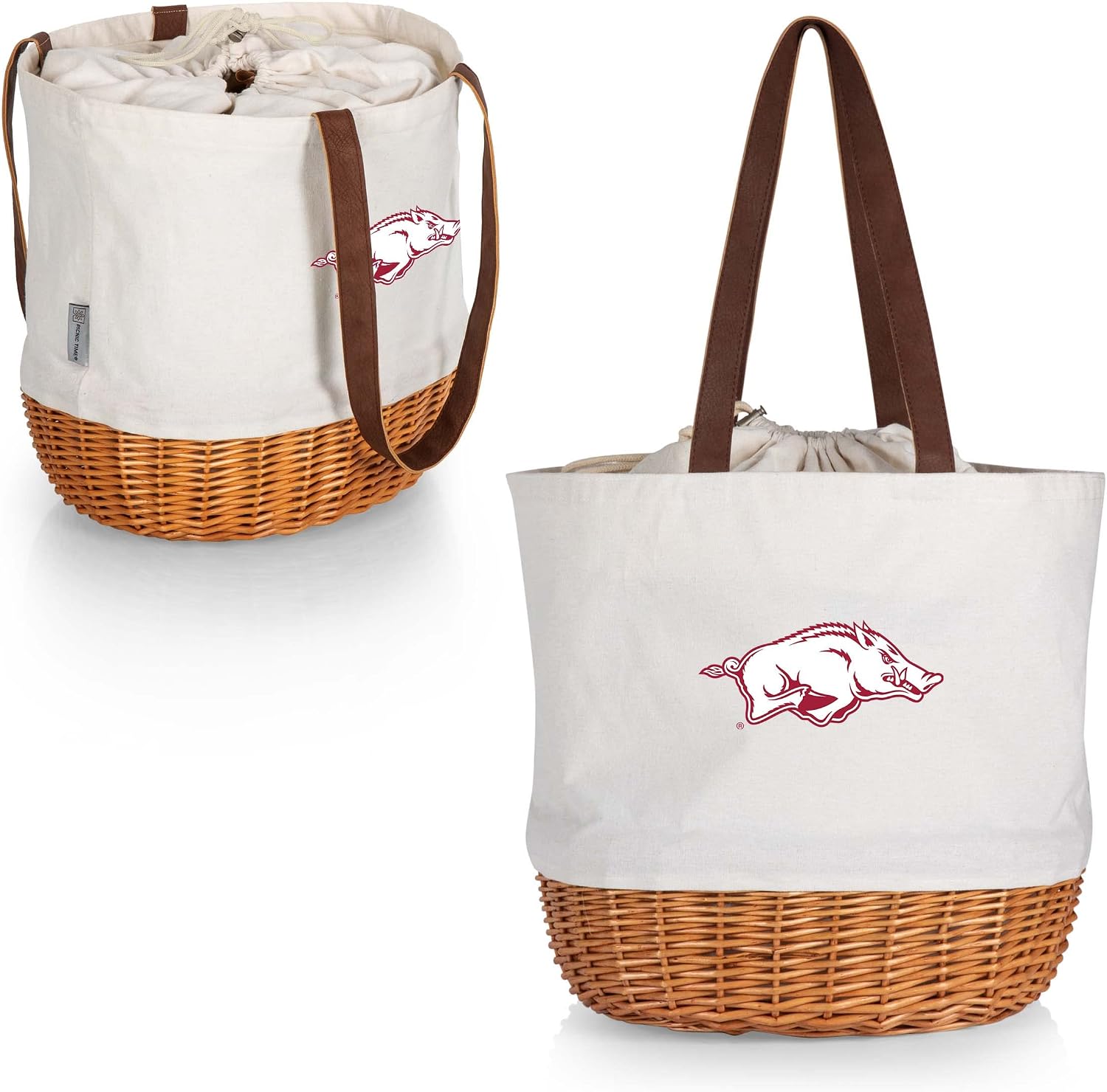 PICNIC TIME NCAA Purdue Boilermakers Coronado Canvas and Willow Basket Tote, Picnic Tote Bag, Beach Tote, (Beige Canvas)