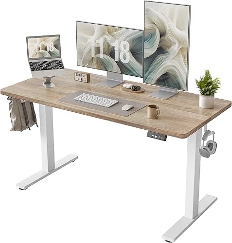 TIQLAB Height Adjustable Electric Standing Desk, 55 x 24 inch,