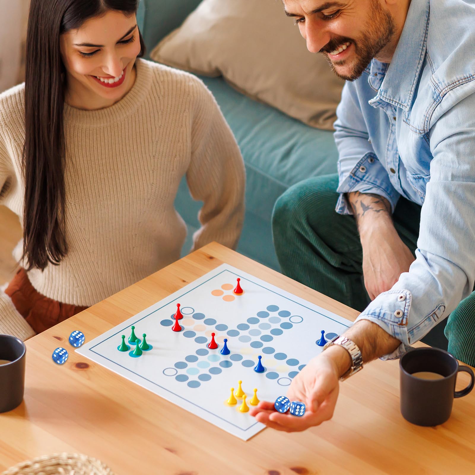 Set Di 10 Dadi D6 Acrilici Oro E Blu - 16mm Per Giochi Da
