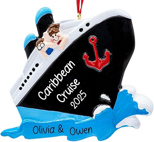Miniatura 12 de Adorno de Navidad personalizado de crucero 2025 Decoración de árbol de Navidad de viaje de vacaciones de crucero – Regalo de recuerdo de carnaval