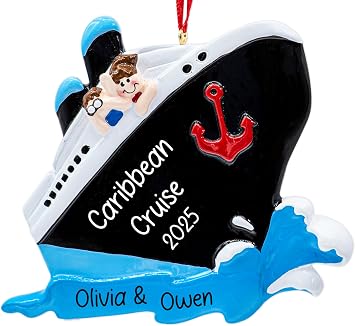 Personalized Cruise Travel Christmas Ornament 2026 | Cruising Couple Honeymoon Holiday, Ship Vacation Trip for Xmas Tree | Unique Keepsake - Custom Name & Year