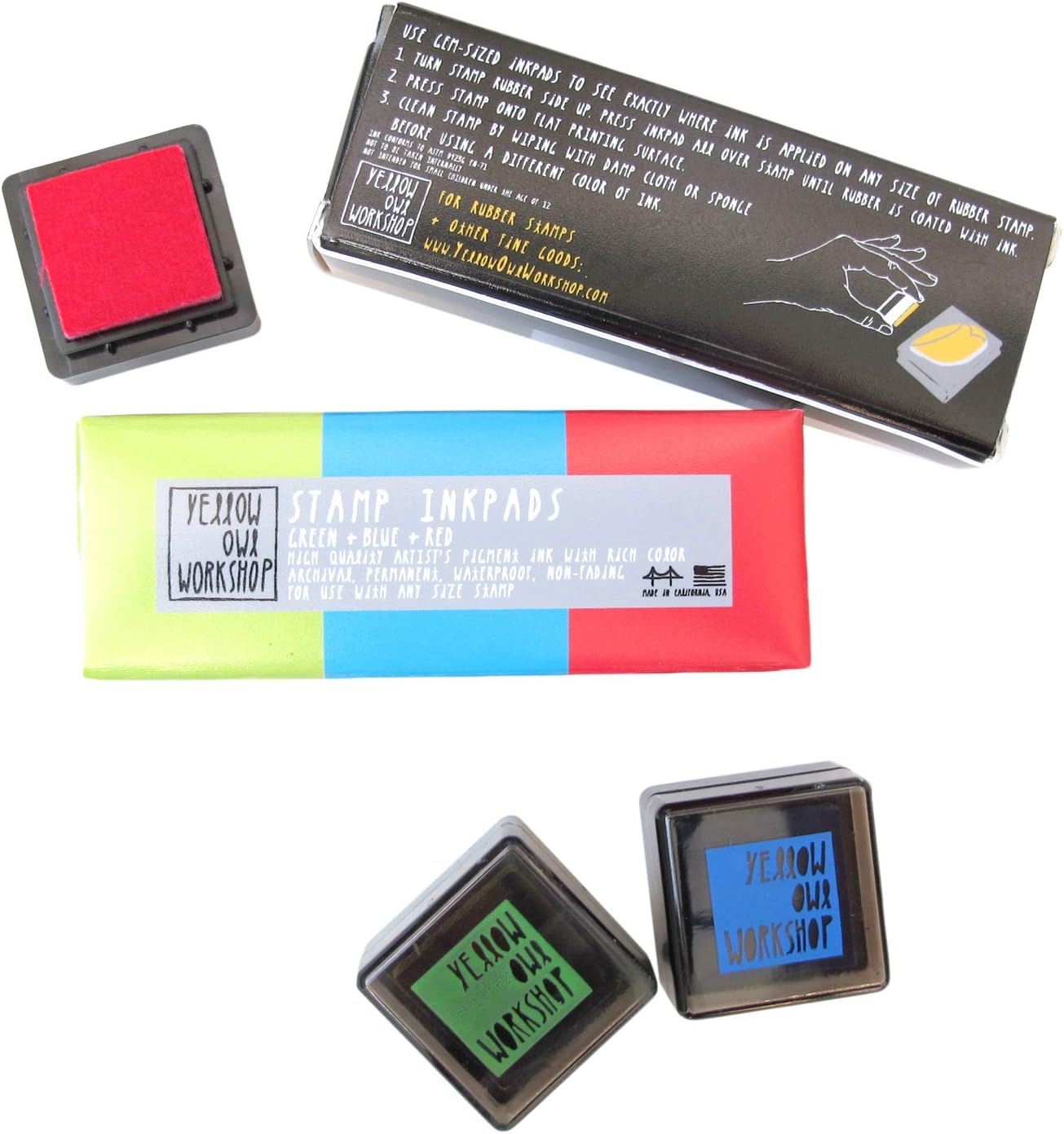 Amazon Yellow Owl Small Ink Pad Assortment インクパッド3個セット レッド