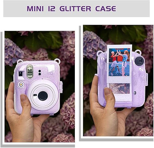 Miniatura 5 de CAIYOULE Funda transparente compatible con Fujifilm Instax Mini 12, funda protectora para cámara con bolsillo de almacenamiento de fotos mejorado,
