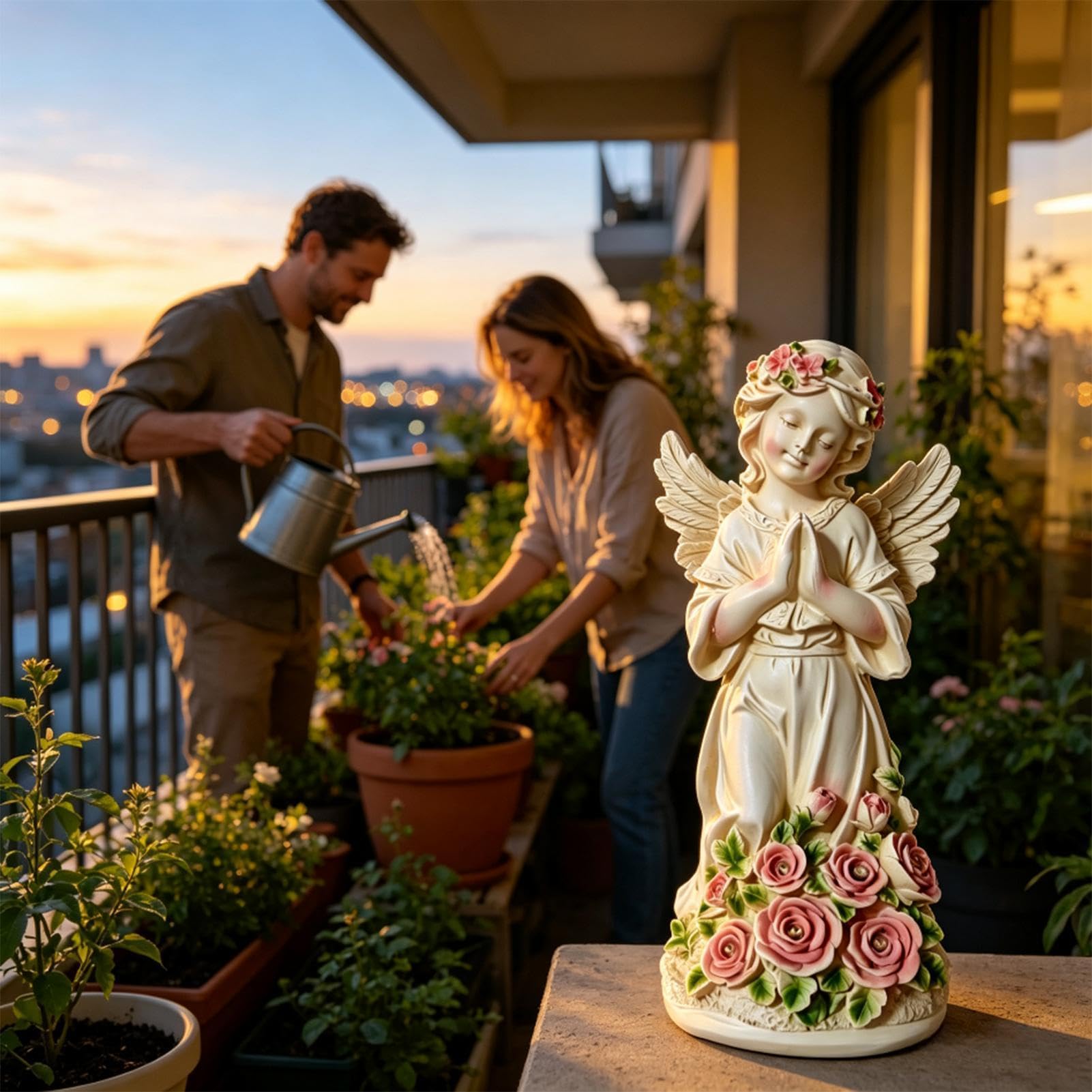 Statua di angelo da giardino, decorazione commemorativa in resina