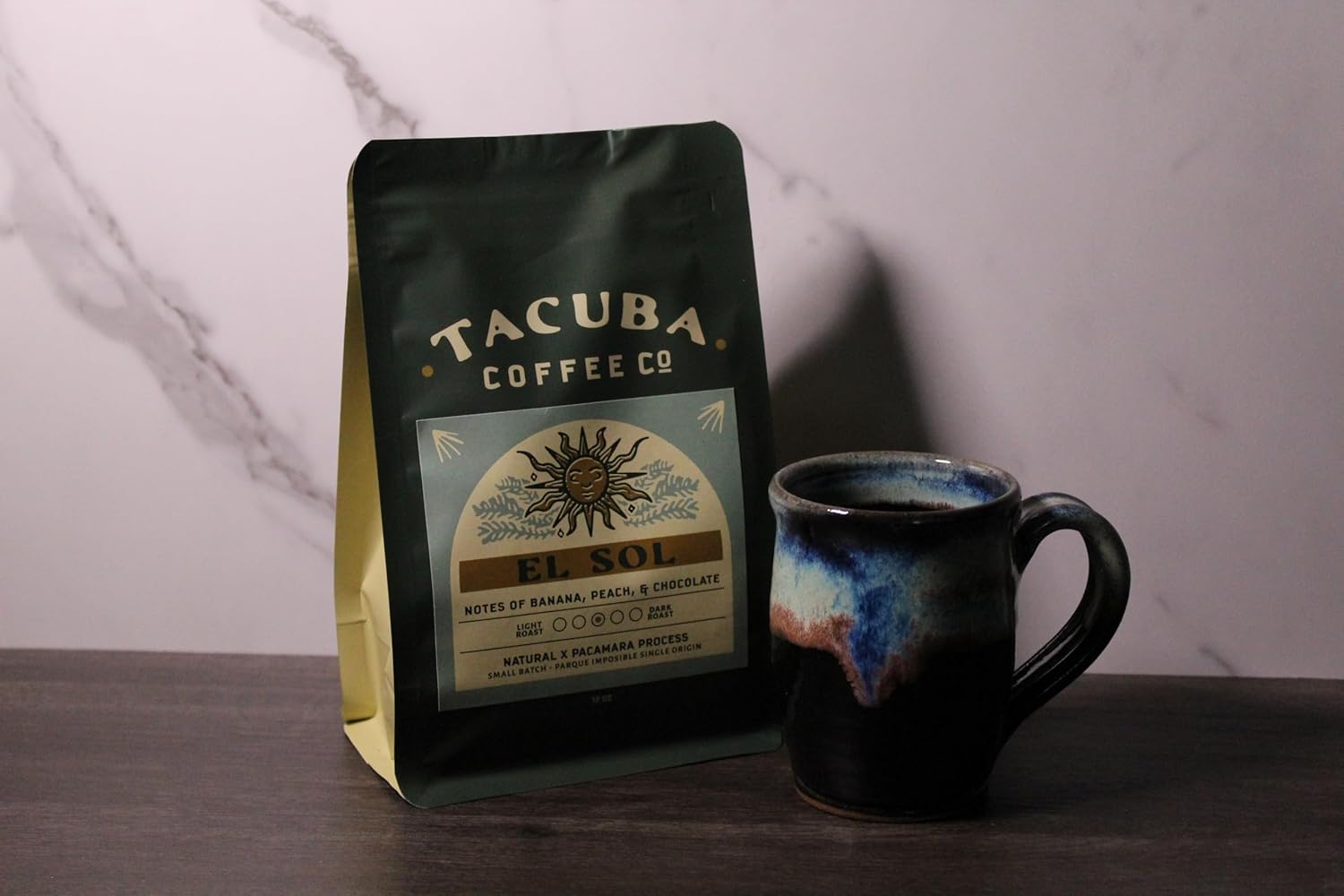 Tacuba Coffee Co. El Sol - Medium Roasted Pacamara Coffee Beans Whole - Fresh Single Origin Premium Specialty Coffee with Notes of Banana, Peach and Chocolate