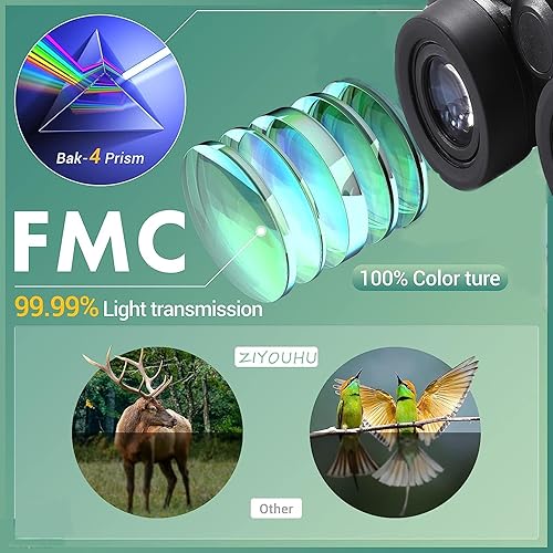 Miniatura 4 de Binoculares DE10x50 HD prismáticos altos para adultos y niños, prismáticos compactos con visión nocturna con poca luz, telescopio de gran objetivo