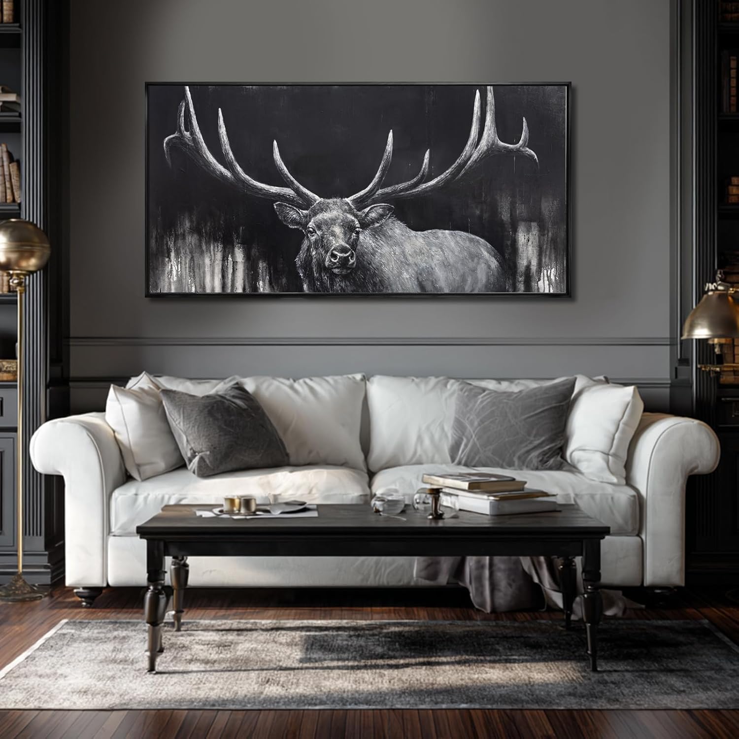 SDYA Highland Cow Wall Art Farmhouse Canvas Printed Black And White Cow Animal Pictures Wall Decor Modern Western Rustic Artwork Decorations for Bedroom Office Living Room 24"x48"