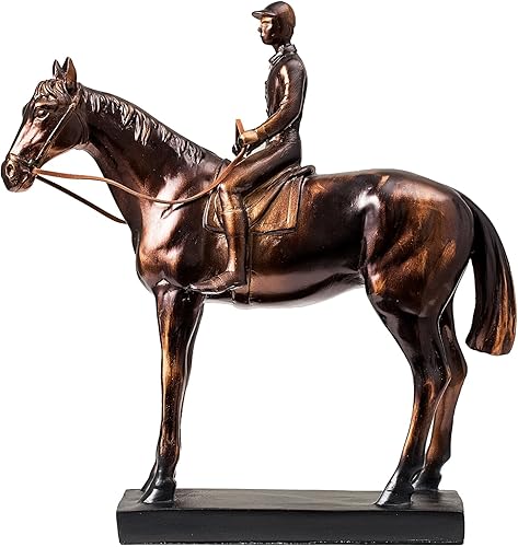 Lukitas Estatuas y esculturas de jinete de caballos, figura de carreras de caballos, decoración del hogar, regalo ecuestre para amantes de los