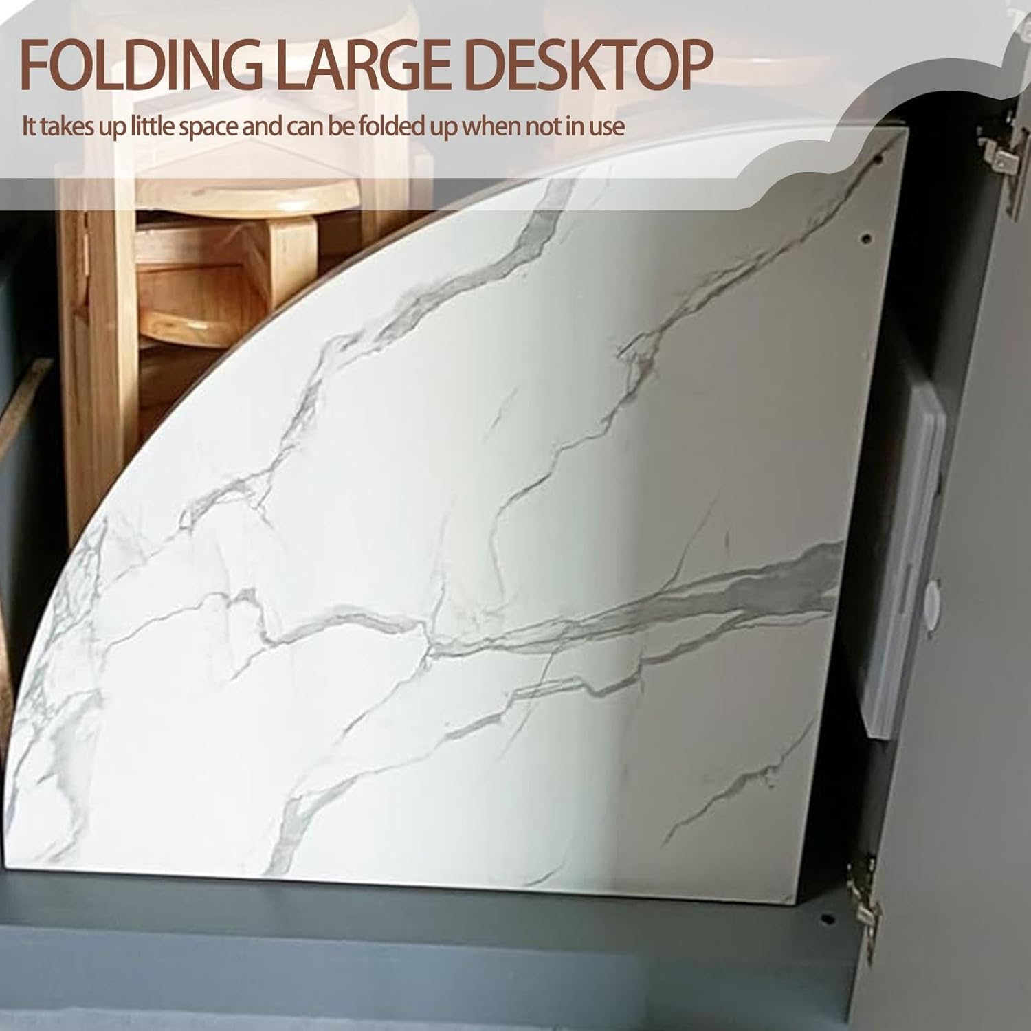 4-Fold Foldable Round Table Top Extender, Wood Foldable Table top Space Saving,No Legs Temporary Card Tables,Dining Tablesfor Room, Party(51.1in)