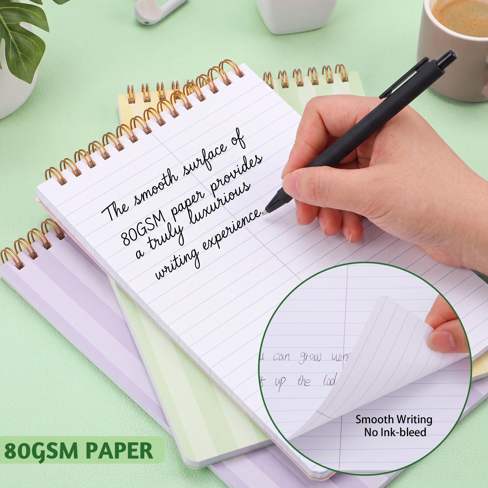 Thboxes 10 Pack 6 x 9 Steno Pads Top Spiral Notebook 5 Color Fruit Covers, White Paper with Double-sided Ruled Printing,80 Sheets Per Pad, for School, University, College, Work, Office.