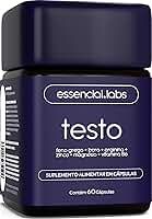 TESTO ESSENCIAL - Fórmula Exclusiva com Boro, Saponinas, Arginina, Zinco, Magnésio e Vitamina B6-60 cápsulas