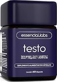 TESTO ESSENCIAL - Fórmula Exclusiva com Boro, Saponinas, Arginina, Zinco, Magnésio e Vitamina B6-60 cápsulas
