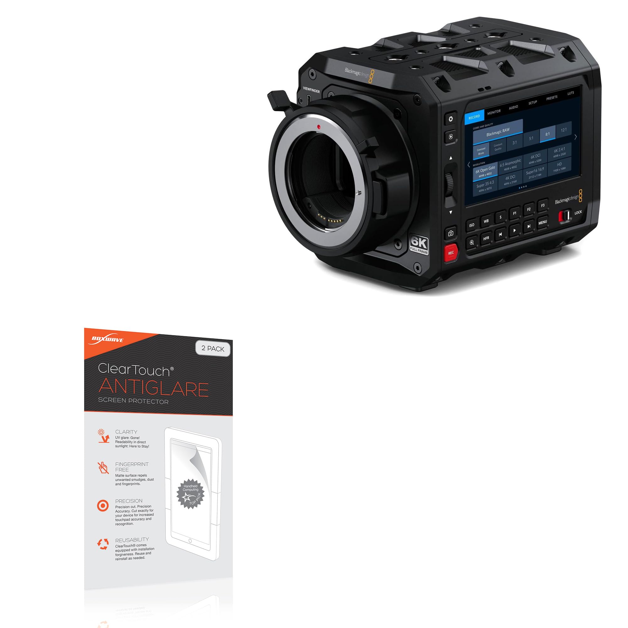 BoxWave Screen Protector Compatible with Blackmagic Pyxis 6K - ClearTouch Anti-Glare (2-Pack), Anti-Fingerprint Matte Film Skin