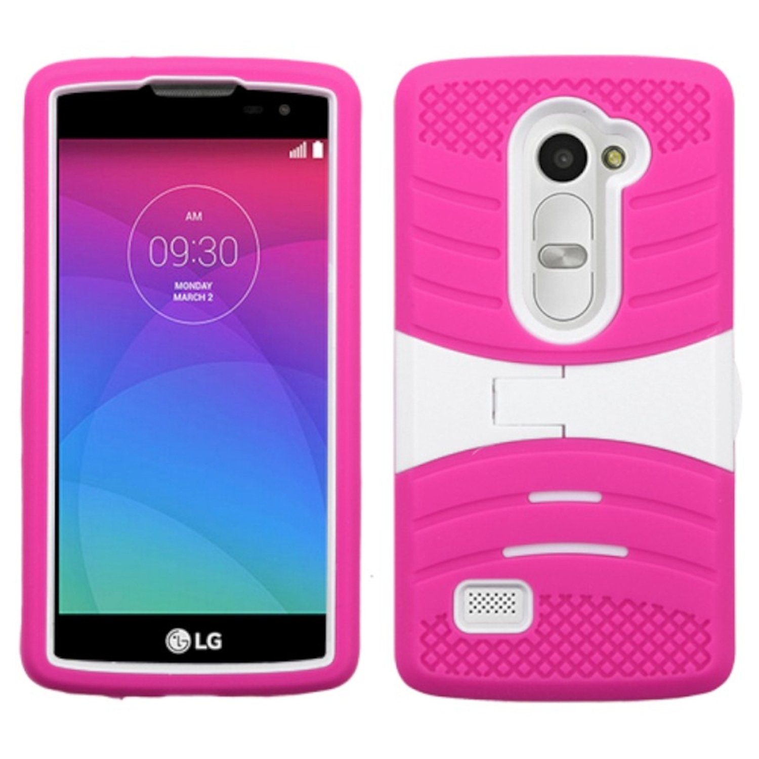 MyBat Carrying Case for LG C40 (Leon)/H320 - Retail Packaging - White/Hot Pink Wave