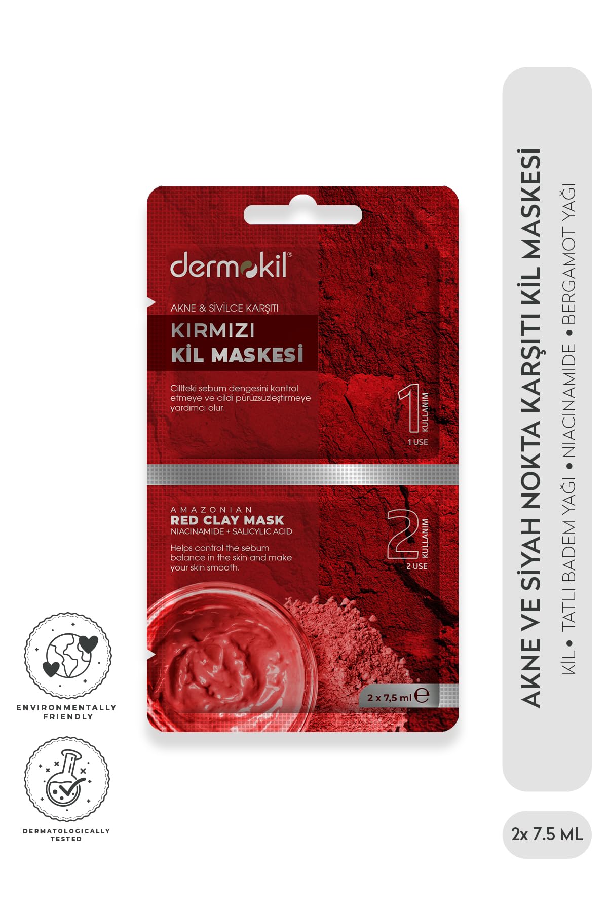 Dermokil Akne ve Siyah Nokta Karşıtı Kil Maskesi 2x 7.5 ml