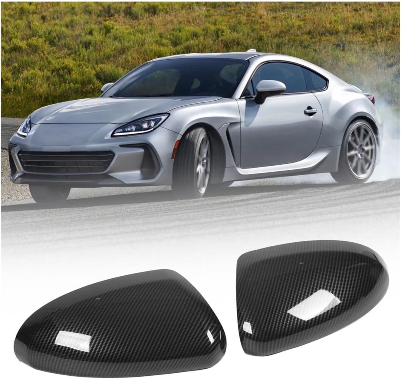 2個入り 車用バックミラーカバー カーボンファイバースタイル 光沢表面 ウィングミラーキャップ 交換用 トヨタ/GR86/スバル/B