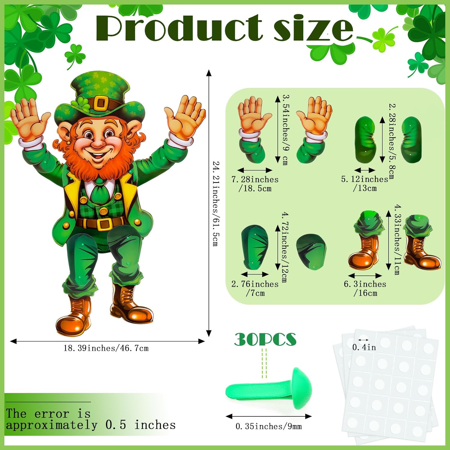 ReliThick 2 Sets St. Patricks Day Jointed Leprechaun Cutout Party Accessories Leprechaun Theme Cutout Decorations for Office Party Wall Window St. Patricks Day Door, 2 Styles