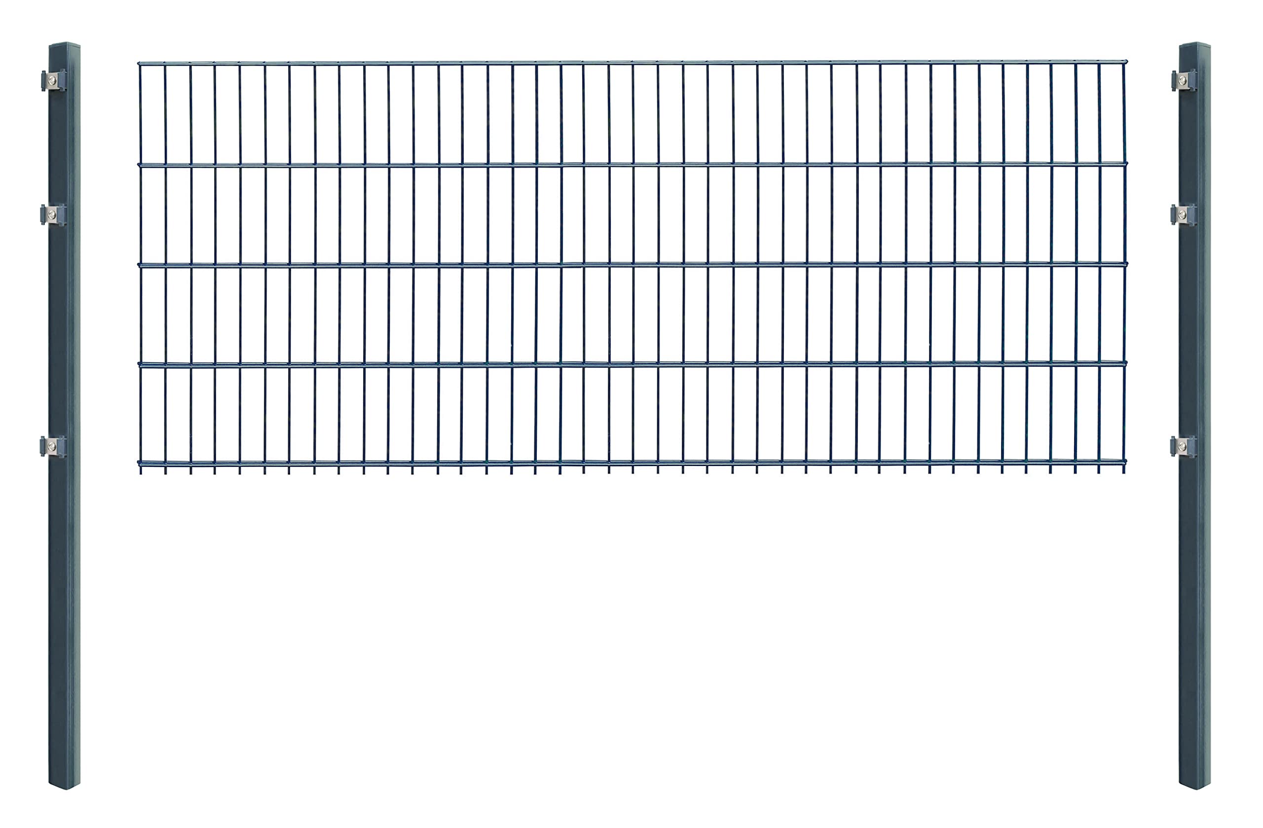 Doppelstabmattenzaun - Komplettset inkl. Pfosten und Montagematerial - Verschiedene Längen und Höhen – Grün oder Anthrazit (L 20 m | H 83 cm | Anthrazit)