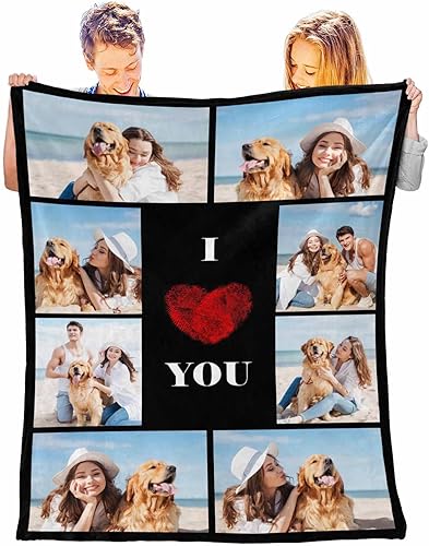 Miniatura 2 de Manta personalizada con tus fotos favoritas, manta personalizada con mis propias imágenes para familia, mamá, papá, hija, hijo, perro, hermanas,
