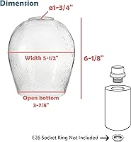 Vista 2 de Aspen Creative 23612-01, pantalla de vidrio de barril semillado, 5-1/2 pulgadas de diámetro x 6-1/8 pulgadas de altura, agujero central: 1.772 in.