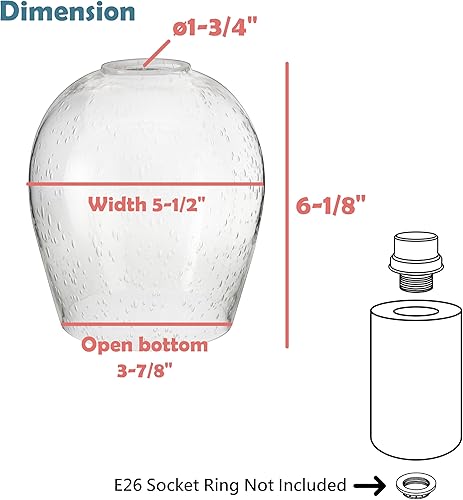 Miniatura 2 de Aspen Creative 23612-03, pantalla de vidrio de barril semillado, 5-1/2 pulgadas de diámetro x 6-1/8 pulgadas de alto. Agujero central: 1.772 in,