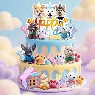 36 PCS Dog Cake Toppers Dog Party Decor Puppy Birthday Theme Party Supplies