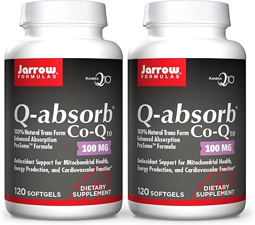 Jarrow Formulas Q-Absorb Co-Q10 100 mg - 120 cápsulas blandas paquete de 2 - Alta absorción Co-Q10 - Soporte antioxidante para la producción de