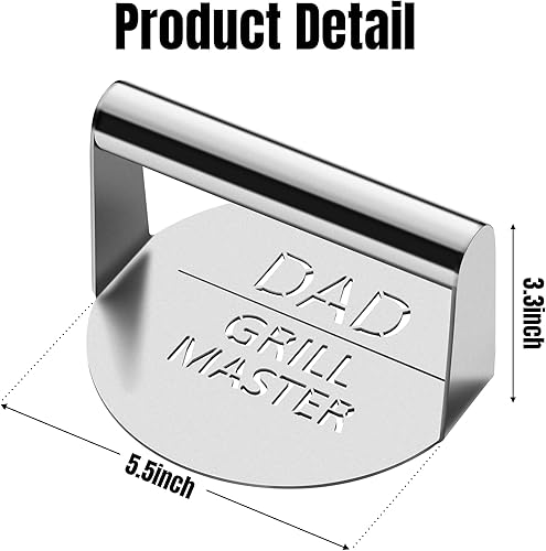 Miniatura 2 de Haooryx Regalo de prensa de hamburguesas de acero inoxidable para el Día del Padre, parrilla de prensa de hamburguesas maestro con mango resistente
