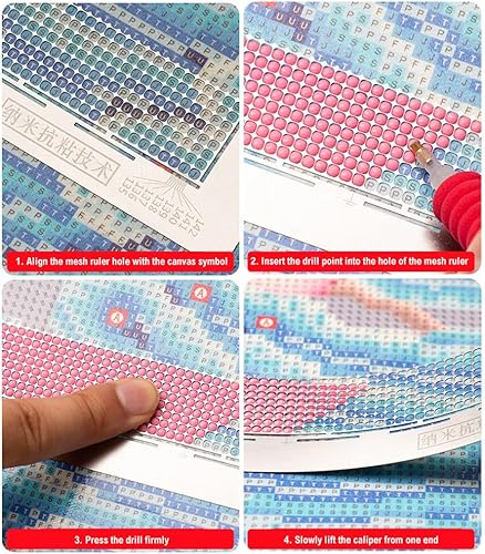 Miniatura 8 de Herramienta de dibujo de rejilla de regla de malla de imagen de diamante con 599 rejillas en blanco para proyectos cuadrados de taladro completo y
