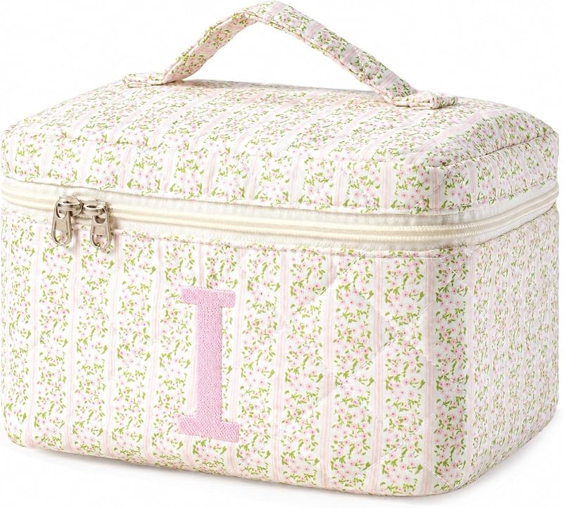 Necessaire de maquiagem HBselect com estampa floral e zíper, 1 unidade