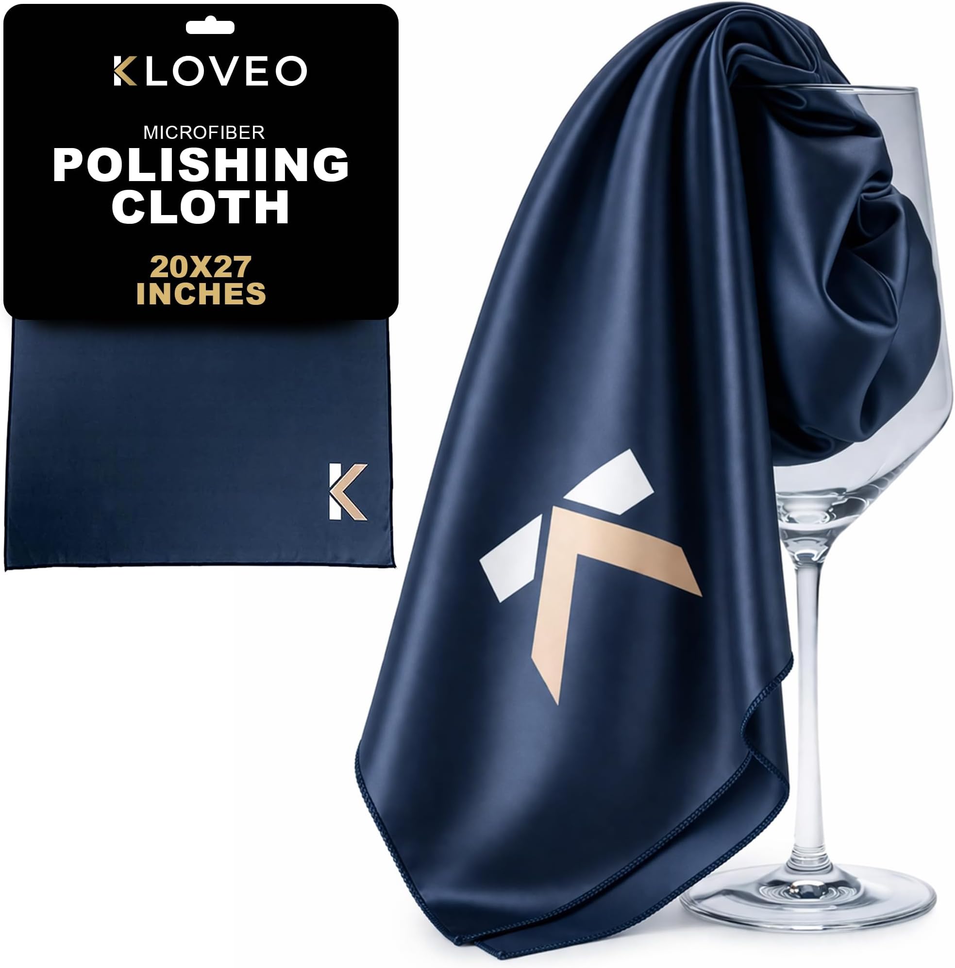 KLOVEO Wine Glass Polishing Cloths - Lint-Free Microfiber - 20x27 Inch