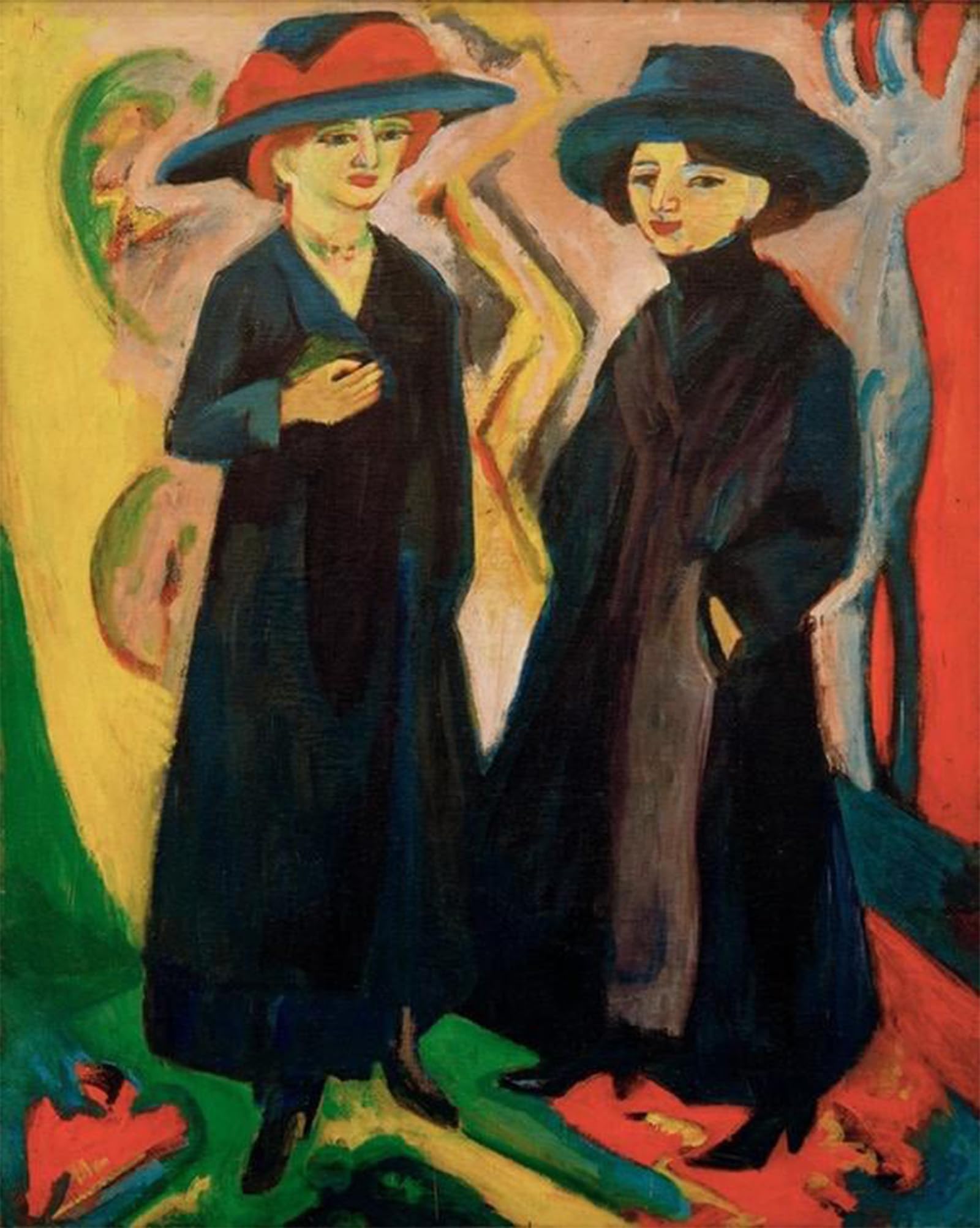 HRJUBWREE Vintage Poster Photo Wall Print Mural Artwork Two girls by Ernst Ludwig Kirchner Art Prints Painting for Office Decor 60x90cm