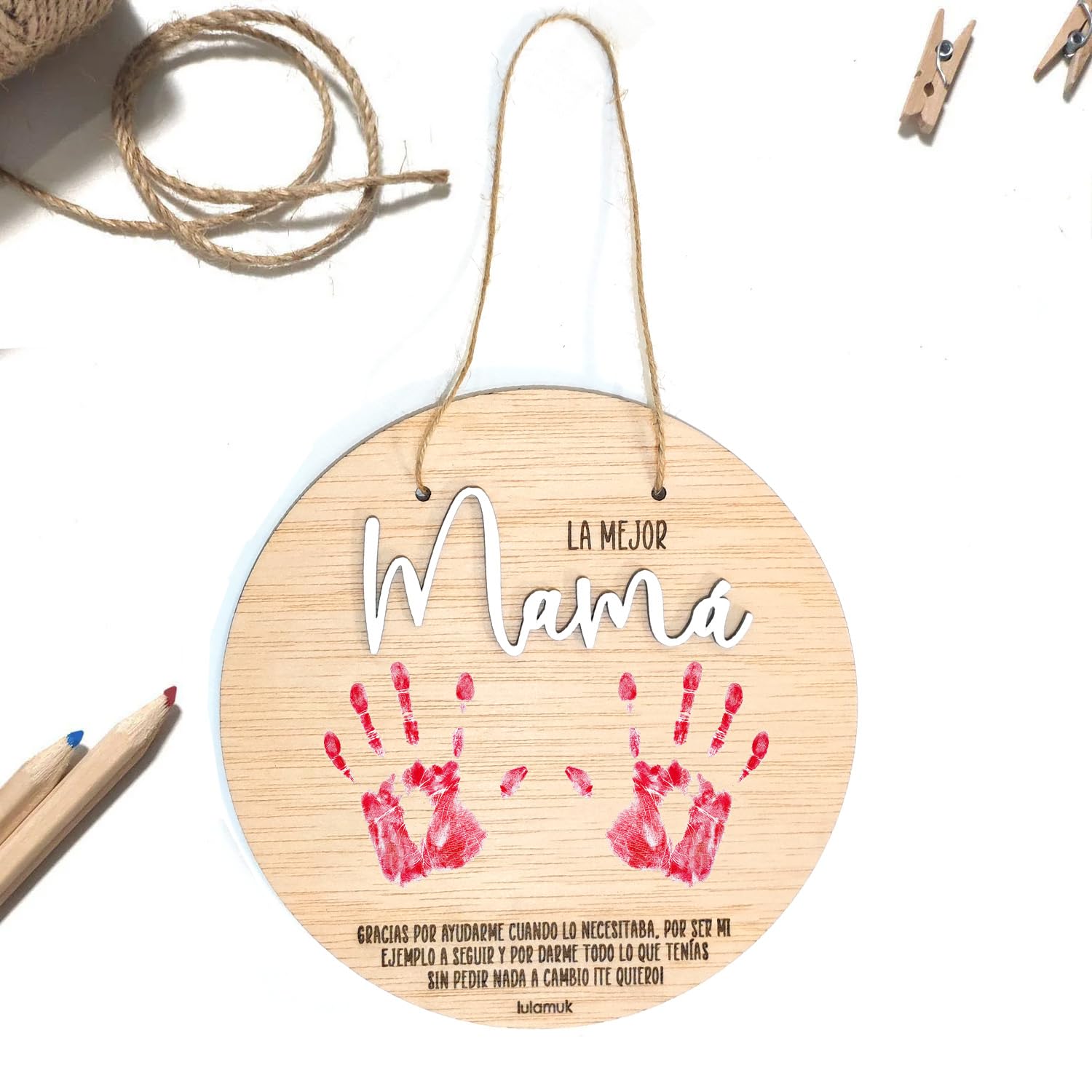 Recuerdo madera huella o dibujo bebé | día del madre | regalo Papá/Mamá | Cuadro recuerdo para colgar en Madera | regalo Dia del Madre Bebé | Lulamuk (MADRE) Recuerdo madera huella o dibujo bebé día del madre regalo PapáMamá Cuadro recuerdo para colgar en Madera regalo Dia del Madre Bebé Lulamuk MADRE