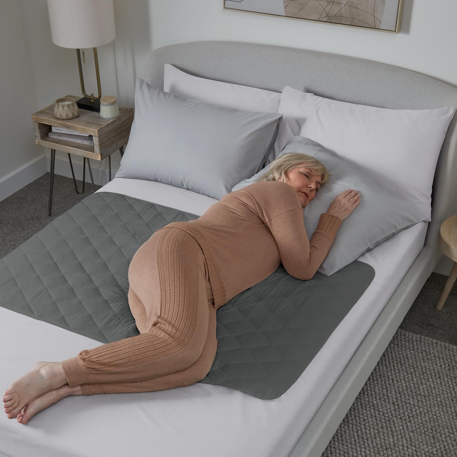 2 x Waterproof bed pad by GuardedSleep | Premium quality washable bed wetting sheet for adults or children with incontinence | Suitable for double and single size beds | Slip resistant (2, Grey)-image-47