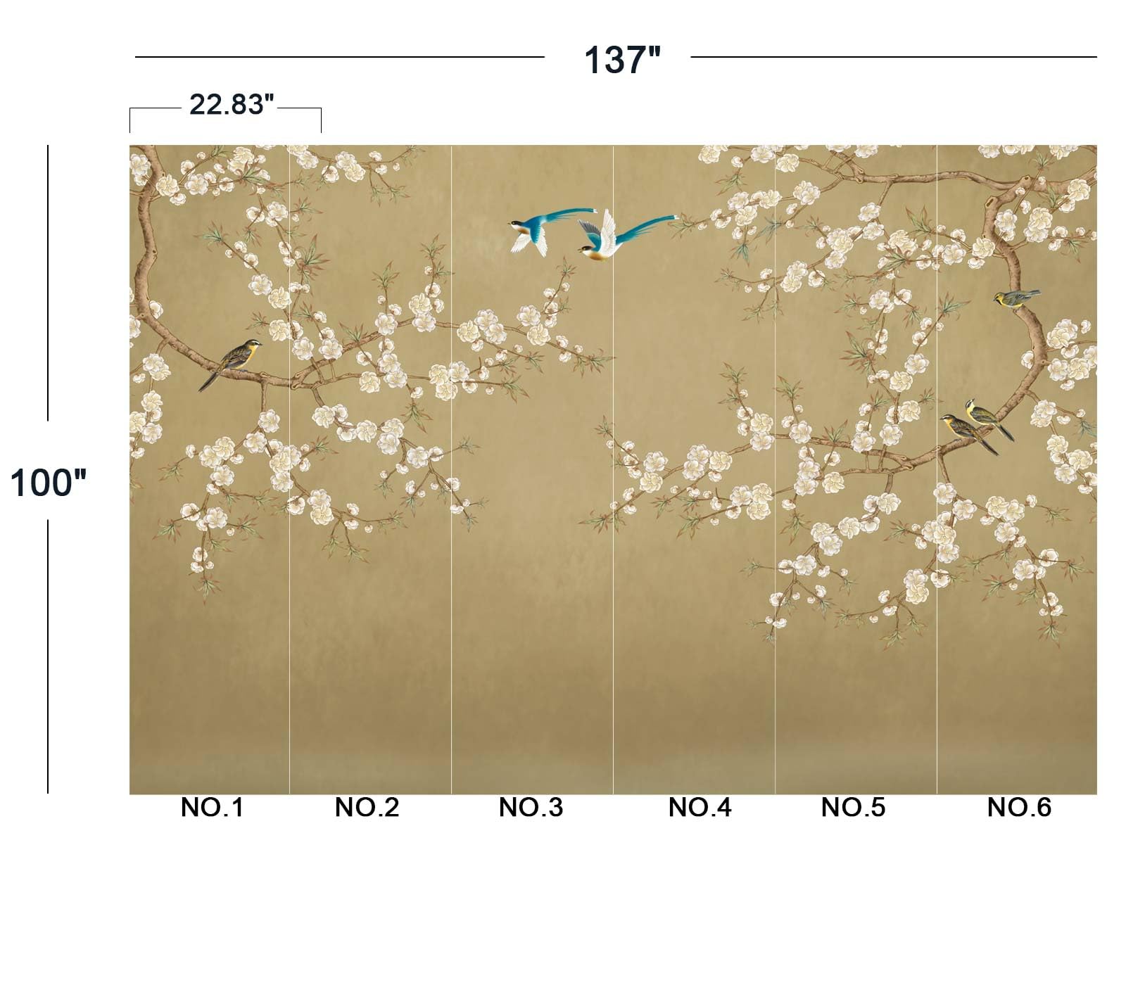 Eierme Plum Blossom Flower Bird Chinoiserie Wall Mural Wallpaper