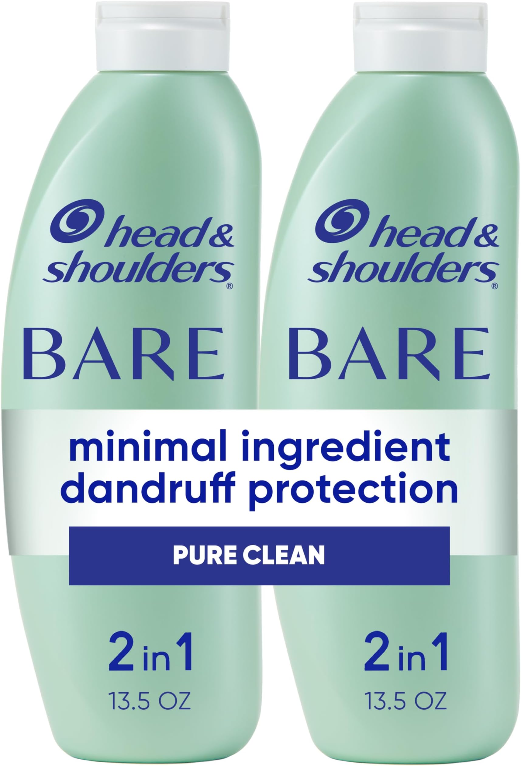 BARE 2-in-1 Dandruff Shampoo And Conditioner Twin Pack, Pure Clean, Sulfate-Free, Silicone-Free, Dye-Free, Eco-Friendly Bottles, Safe for All Hair Types, 13.5 Fl Oz Each (Set of 2)