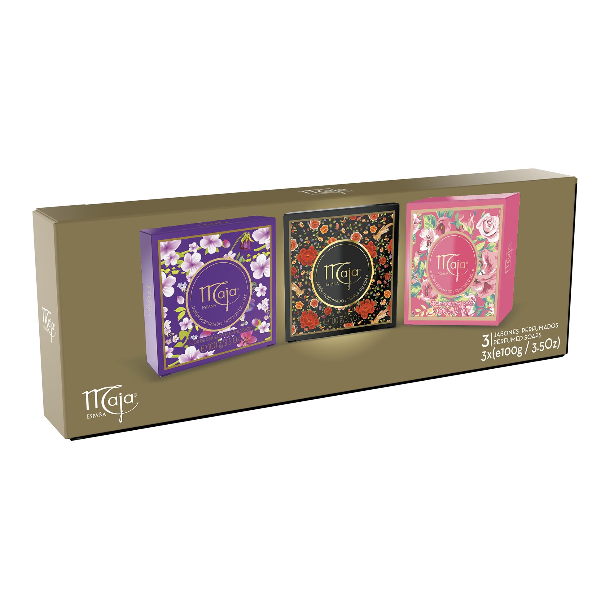 Maja Pack Regalo 3 Jabones 100 g. (Aroma Clásico, Plum Blossom & Aqua Turquesa)