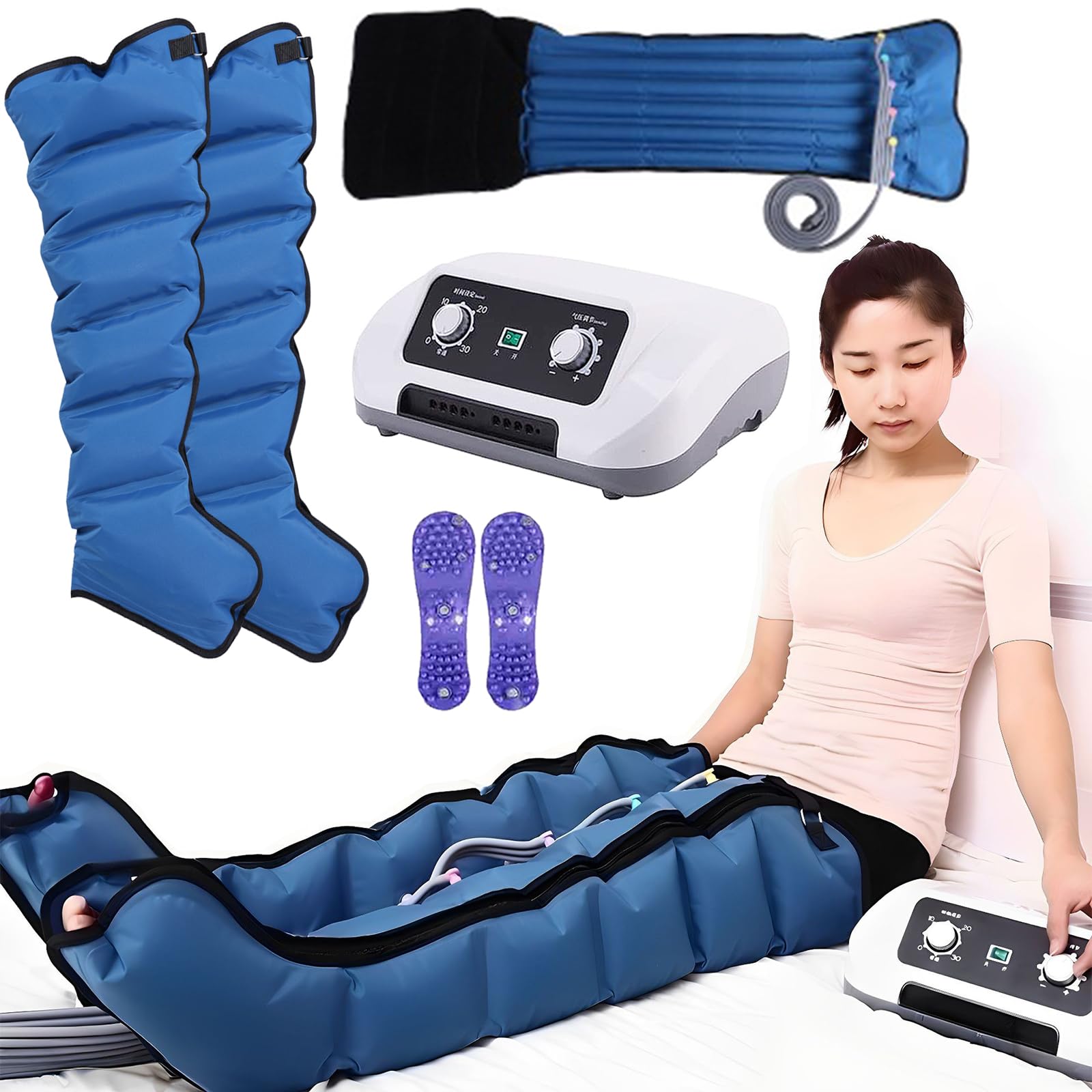 Bottes Pressothérapie Jambes et ventre et bras, Appareil De Massage Drainage Lymphatique Masseurs Électriques Appareil Circulation Sanguine Jambes