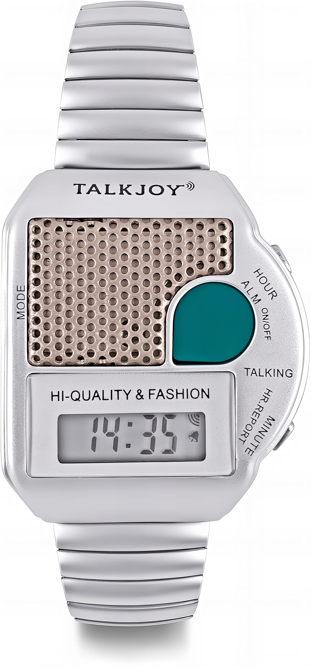 Professional Talking Wrist Watch with Metal Strap Blind Alarm Voice Time Display with Button for Visually Impaired, silver-image-37