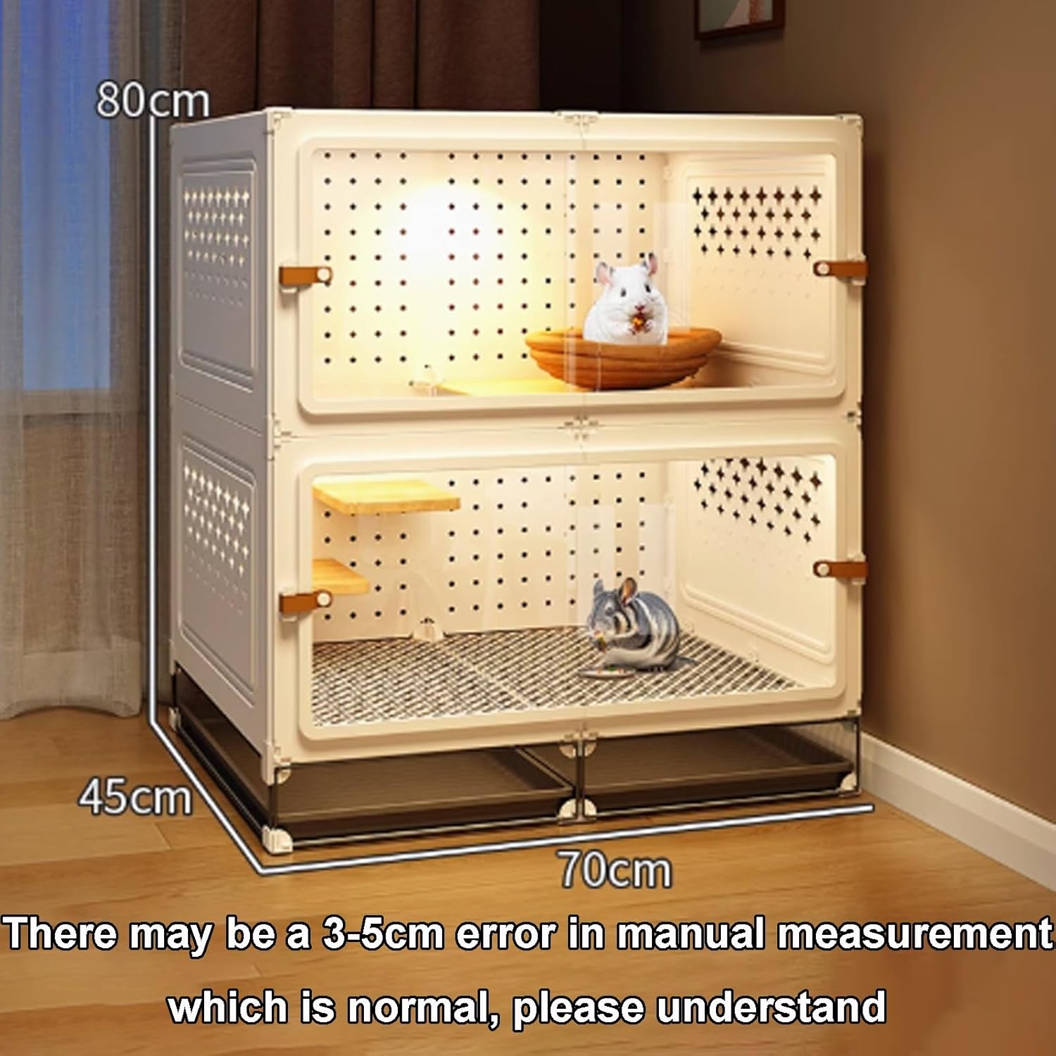 Cat Cage, Cat House, Catio Indoor Cat Enclosure, Enclosed Cat Playpen Escape-Proof with Pull-Out Tray for Ferret, Chinchilla, Rabbit, Small Animals(White,70x45x80cm)
