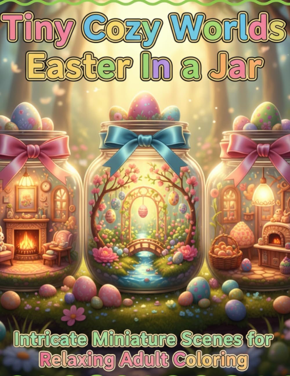 Tiny Cozy Worlds: Easter in a Jar: Intricate Miniature Scenes for Relaxing Adult Coloring