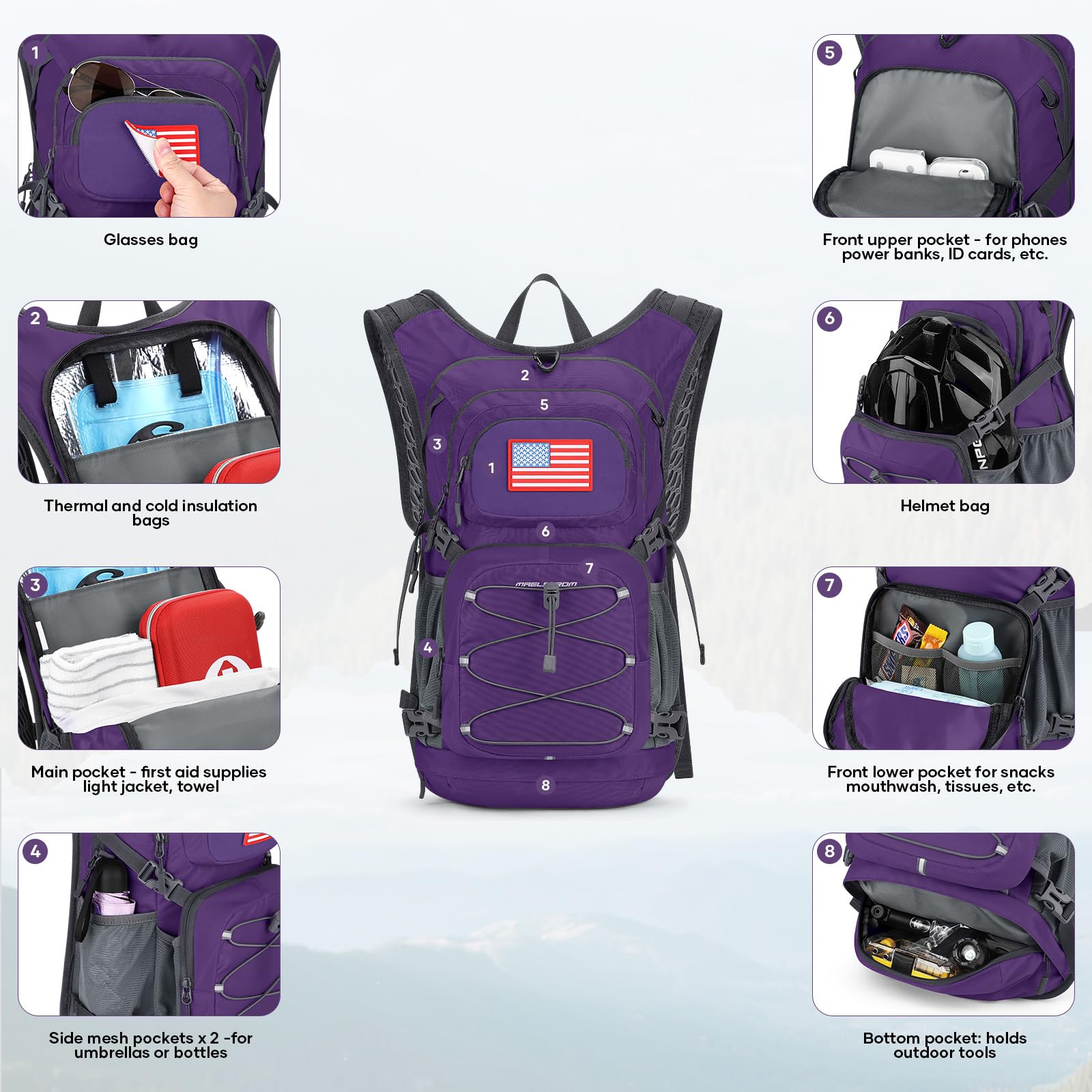 Maelstrom Mochila de hidratación, mochila de senderismo con vejiga de agua de 2 L, válvula de mordida de alto flujo, mochila de agua para hombres y mujeres, aislamiento ligero para senderismo,