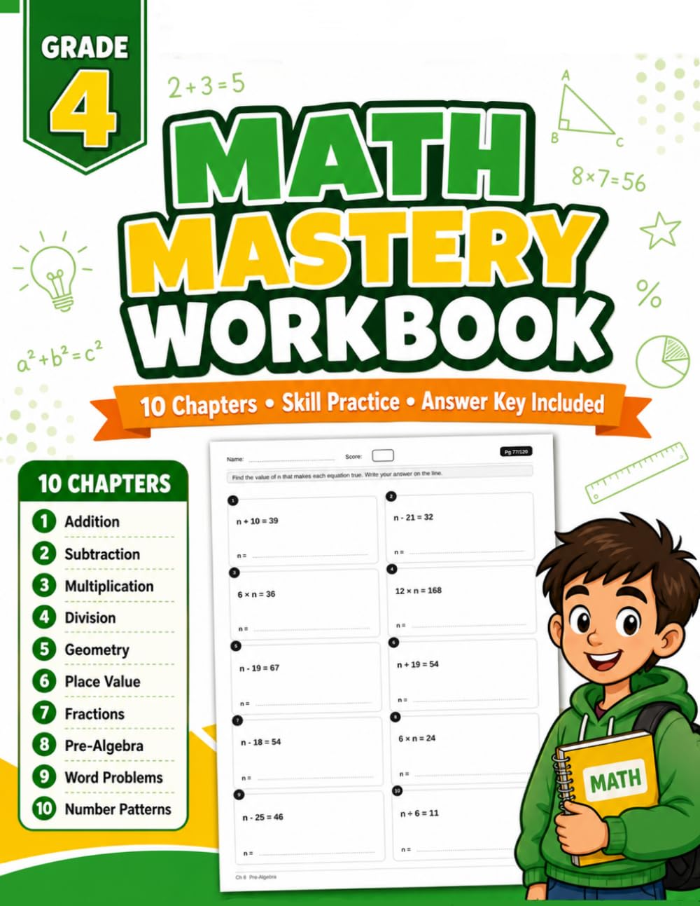 Math Mastery Workbook for Grade 4: More Than 700 Practice Exercises for 4-Digit Arithmetic, Multiplication, Division, Geometry, Place Value, ... Word Problems, Patterns, and Answer Key