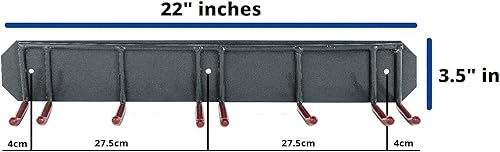 Miniatura 9 de Organizador de pared para esquís y bastones, estante horizontal de alta resistencia para esquiar de pared con marco de metal y ganchos acolchados
