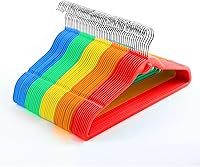 Vista 7 de Multi-Color Premium Velvet Hangers with Mini Hooks, Pack of 50, Non Slip, Space Saving Cascading Clothes Hangers, Rainbow Colors, Red, Orange