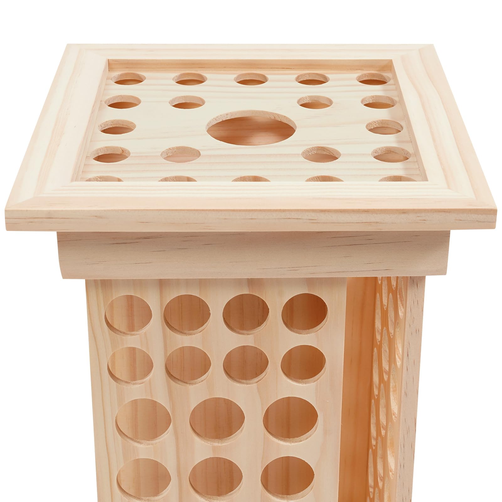 Drehbarer Ätherisches Öl Display Ständer, Aufbewahrungsbox aus Holz mit 125 Löcher 4 Seiten, Nagellack Organizer Aromatherapie Öle Gestell Halter Anzeige für Trägeröl, Duftöle, Parfüm