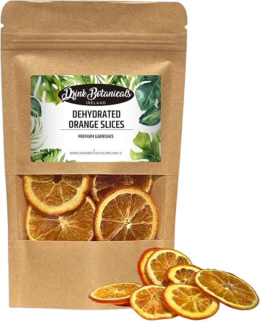 Drink Botanicals Ireland | Dehydrated Dried Orange Slices Wheels | Sugar Free | Gluten Free | 100% Natural | Dehydrated Pieces for Cocktails, Garnishes, Desserts | Fruit Slice | 50Grams | 20+ Servings