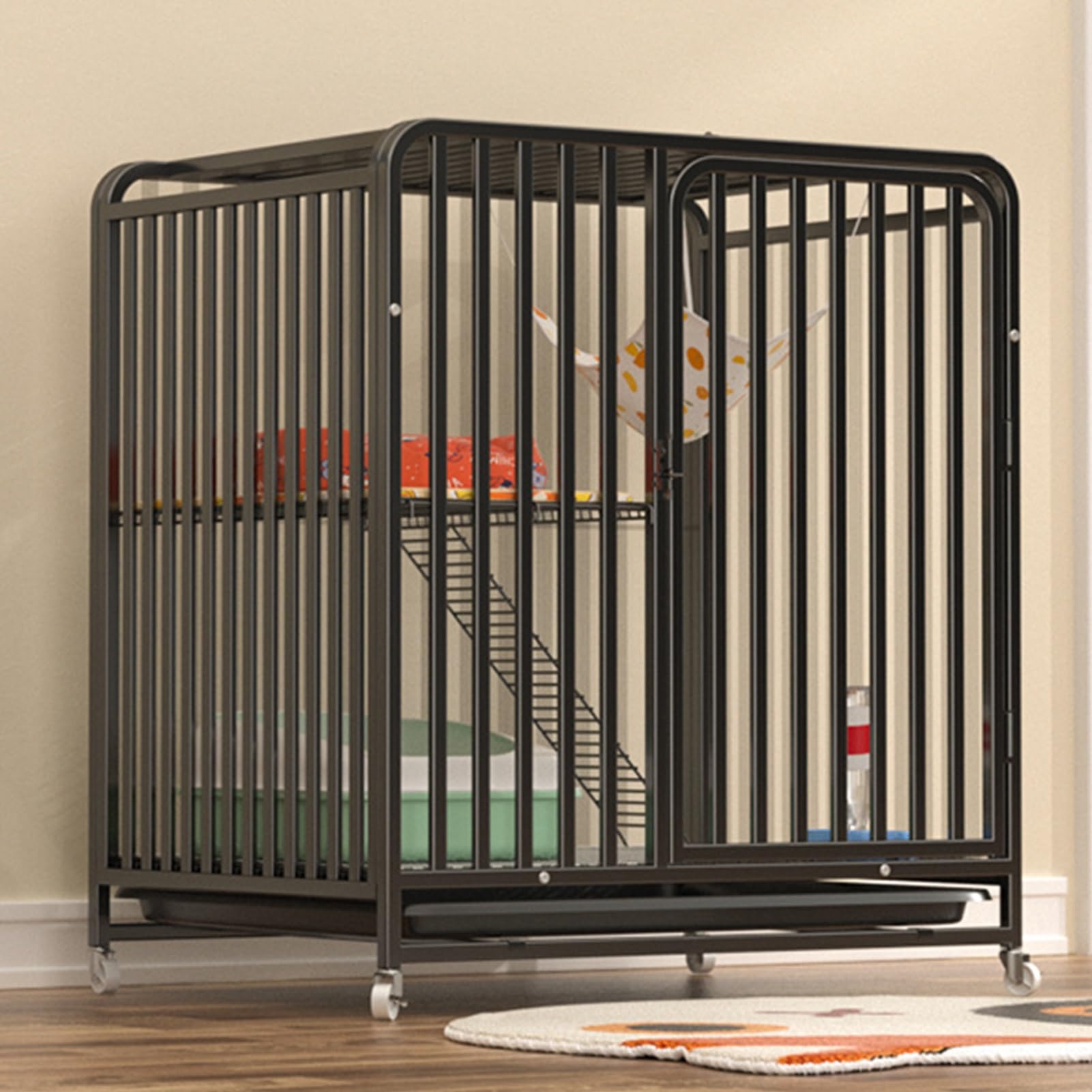 Cage pour chat mobile noire 85x96cm idéale pour le salon
