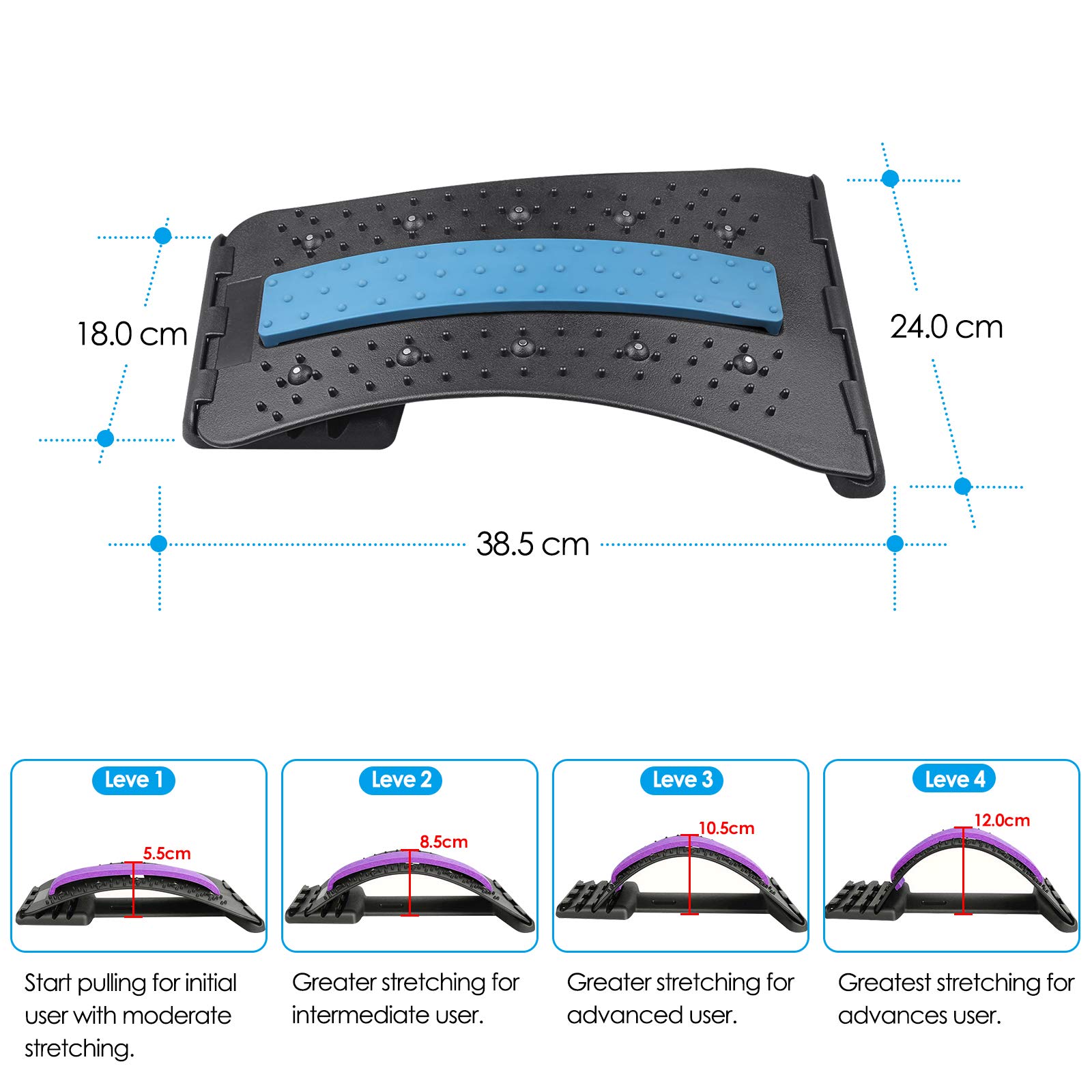 Masseurs pour le Dos, Magic Stretcher Fitness Équipement de Stretch Soutien dos 4 niveaux réglables 10 magnétique,Etirement Lombaire,pour Hernie Discale, Sciatique, Scoliose
